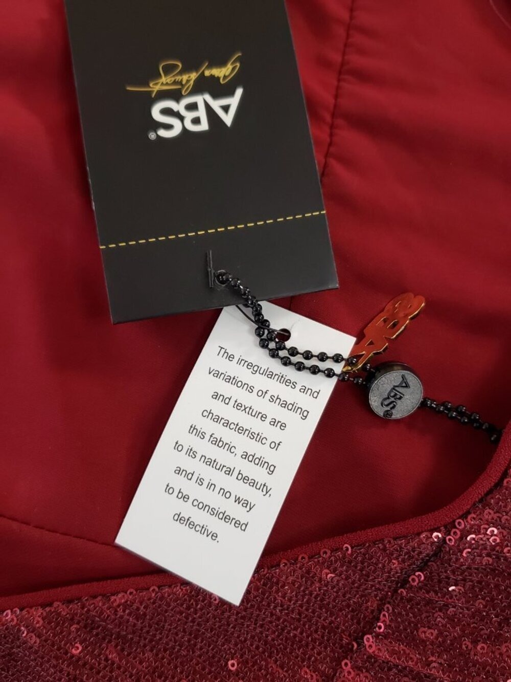 ABS Allen Schwartz Burgundy Sequin Halter Maxi Dress Size 8 - Picture 7 of 13